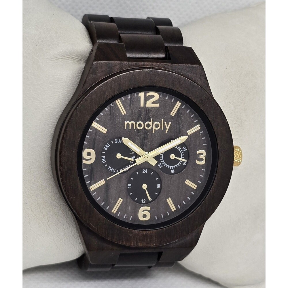 Men's Modply Wooden Classic Round Watch 13 - Picture 3 of 9
